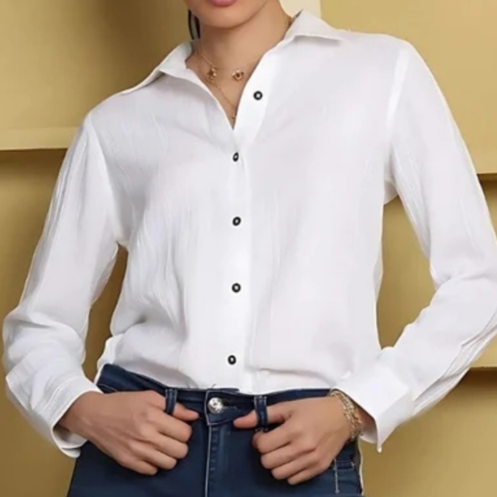 NWT Avani del Amour Button Up Shirt Embroidered Heart Love Medium Blouse Cotton - Picture 2 of 6
